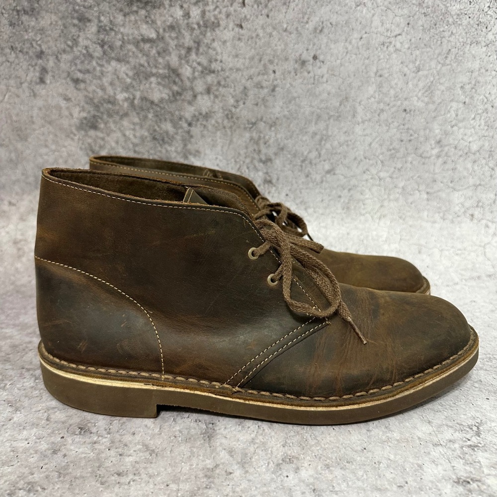 Clarks Bushacre 2 Chukka Boots Mens 10.5 Beeswax Brown Leather Desert Ankle Boot
